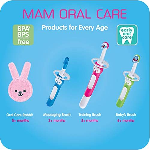  [아마존베스트]MAM Learn to Brush Set, Baby Toothbrush Set, Girl, Pink, 6+ Months