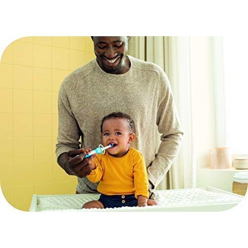  [아마존베스트]MAM Learn to Brush Baby Toothbrush Set, Boy, Blue, 6+ Months