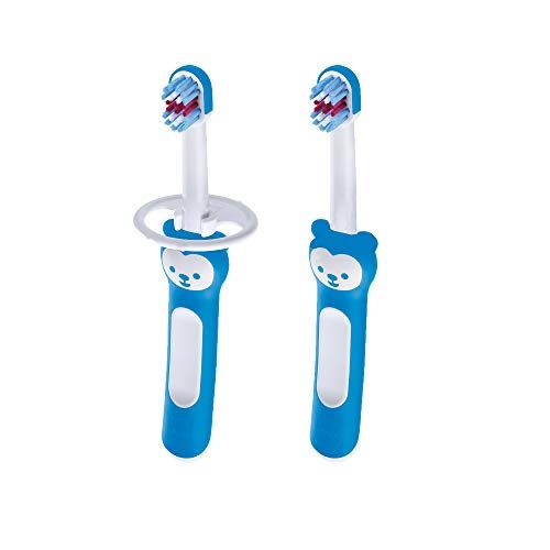  [아마존베스트]MAM Baby Toothbrush, Babys Brush, Boy, Blue, 6+ Months