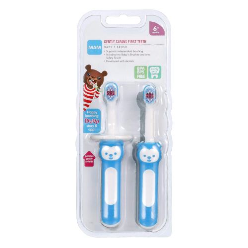  [아마존베스트]MAM Baby Toothbrush, Babys Brush, Boy, Blue, 6+ Months