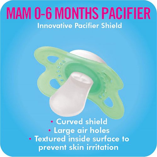  [아마존베스트]MAM Glow In the Dark Pacifiers, Baby Pacifier 0-6 Months, Best Pacifier for Breastfed Babies, Night Design Collection, Boy, 2-Count