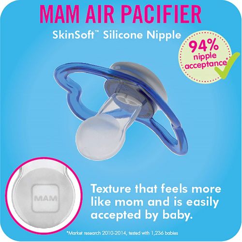  [아마존베스트]MAM Glow In the Dark Sensitive Skin Pacifiers, Baby Pacifier 6+ Months, Best Pacifier for Breastfed Babies, Air Night’ Design Collection, Boy, 2-Count