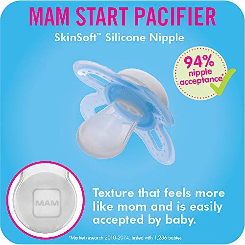  [아마존베스트]MAM Pacifiers, Newborn Pacifier, Best Pacifier for Breastfed Babies, ‘Start’ Design Collection, Boy, 2-Count