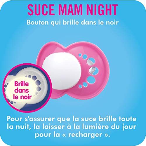  [아마존베스트]MAM Glow In the Dark Pacifiers, Baby Pacifier 6+ Months, Best Pacifier for Breastfed Babies, Night Design Collection, Boy, 2-Count