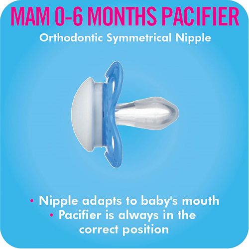  [아마존베스트]MAM Pacifiers, Baby Pacifier 0-6 Months, Best Pacifier for Breastfed Babies, ‘Clear’ Design Collection, Boy, 2-Count