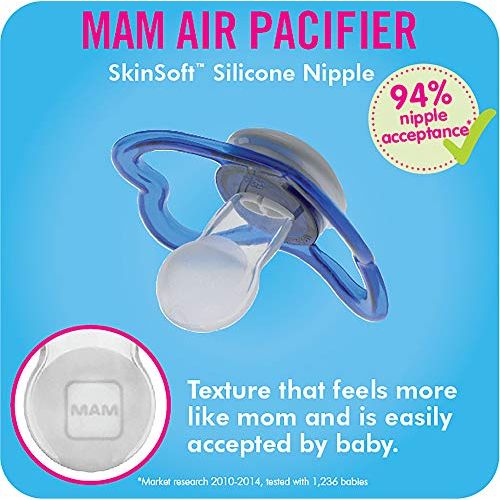  [아마존베스트]MAM Glow In the Dark Sensitive Skin Pacifiers, Baby Pacifier 6+ Months, Best Pacifier for Breastfed Babies, Air...