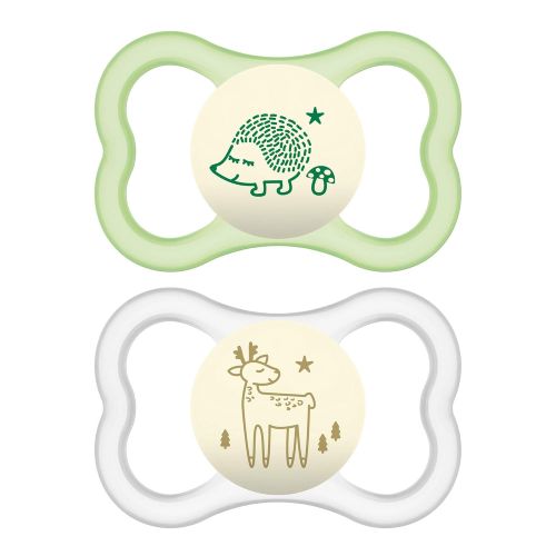  [아마존베스트]MAM Glow In the Dark Sensitive Skin Pacifiers, Baby Pacifier 6+ Months, Best Pacifier for Breastfed Babies, Air...