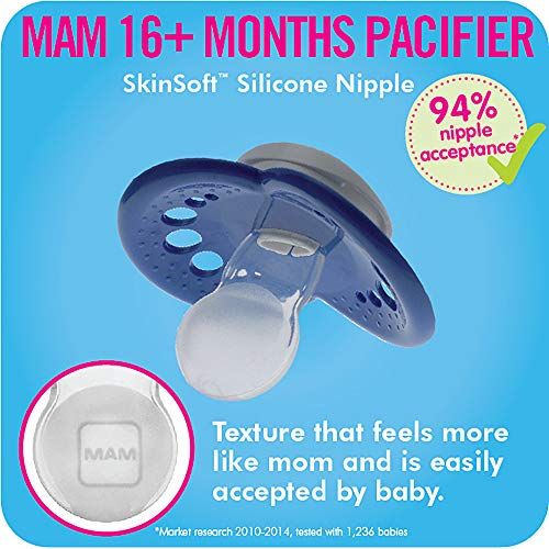  [아마존베스트]MAM Pacifiers, Baby Pacifier 16+ Months, Best Pacifier for Breastfed Babies, ‘Animal Design Collection, Girl, 2-Count