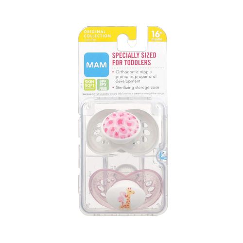  [아마존베스트]MAM Pacifiers, Baby Pacifier 16+ Months, Best Pacifier for Breastfed Babies, ‘Animal Design Collection, Girl, 2-Count