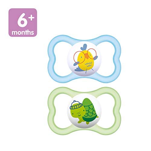  [아마존베스트]MAM Sensitive Skin Pacifiers, Baby Pacifier 6+ Months, Best Pacifier for Breastfed Babies, Air Design Collection, Boy, 2-Count