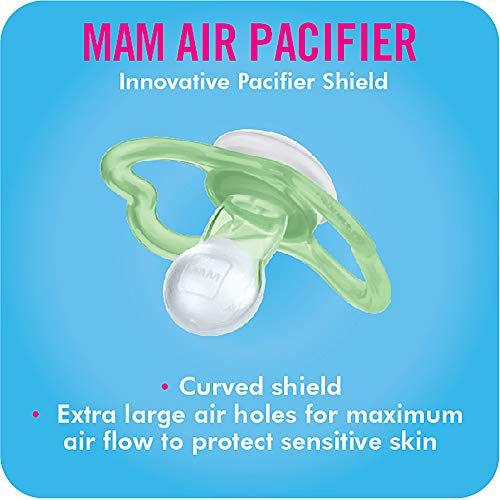  [아마존베스트]MAM Sensitive Skin Pacifiers, Baby Pacifier 6+ Months, Best Pacifier for Breastfed Babies, Air Design Collection, Boy, 2-Count