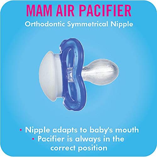  [아마존베스트]MAM Sensitive Skin Pacifiers, Baby Pacifier 6+ Months, Best Pacifier for Breastfed Babies, Air Design Collection, Boy, 2-Count