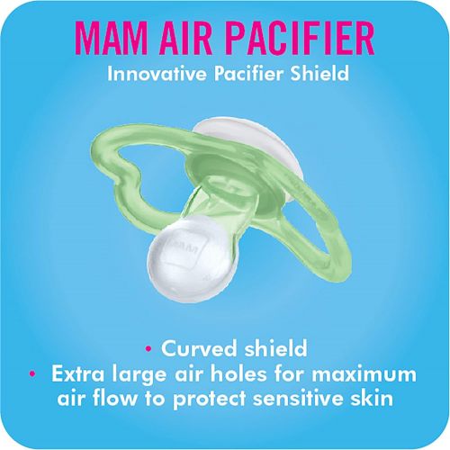  [아마존베스트]MAM Sensitive Skin Pacifiers, Baby Pacifier 6+ Months, Best Pacifier for Breastfed Babies, Air Design Collection, Boy, 2-Count