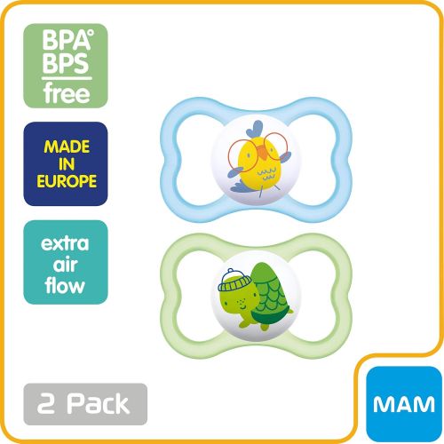  [아마존베스트]MAM Sensitive Skin Pacifiers, Baby Pacifier 6+ Months, Best Pacifier for Breastfed Babies, Air Design Collection, Boy, 2-Count