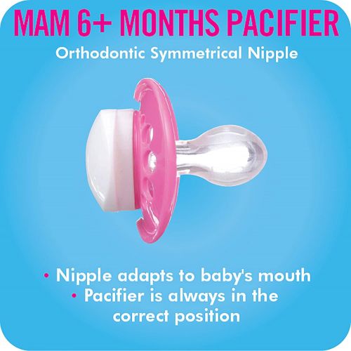  [아마존베스트]MAM Pacifiers, Baby Pacifier 6+ Months, Best Pacifier for Breastfed Babies, ‘Pearl Design Collection, Girl, 2-Count