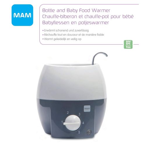  MAM Babykosterwarmer, Babykostwarmer fuer Babyflaschen und Babynahrung, Flaschenwarmer mit automatischer Temperaturkontrolle und UEberhitzungsschutz, grau