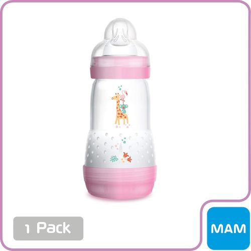  MAM Easy Start Anti-Colic Bottle 9 oz (1-Count), Baby Essentials, Medium Flow Bottles with Silicone Nipple, Baby Bottles for Baby Girl