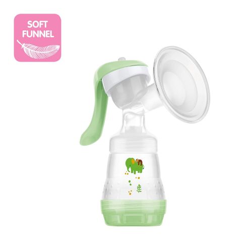  MAM Manual Breast Pump, Portable Breast Pump with Easy Start Anti-Colic Baby Bottle, 1Count, Green, One Size