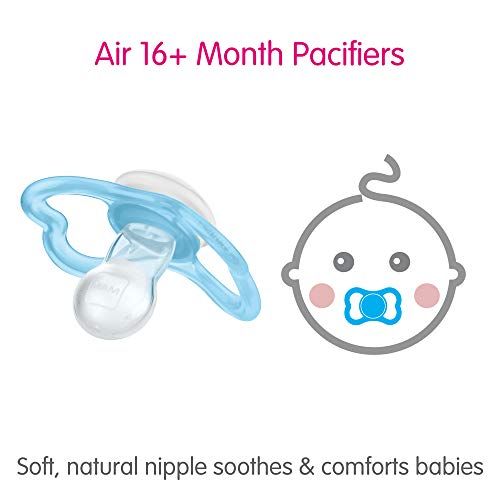  MAM Sensitive Skin Pacifiers, Baby Pacifier 16+ Months, Best Pacifier for Breastfed Babies, Air Night & Day Design Collection, Boy, 3Count, Multi