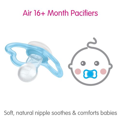  MAM Sensitive Skin Pacifiers, Baby Pacifier 16+ Months, Best Pacifier for Breastfed Babies, Air Night & Day Design Collection, Boy, 3Count, Multi