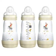 MAM Easy Start Anti-Colic Bottle, 9 oz (3-Count), Baby Essentials, Medium Flow Bottles with Silicone Nipple, Unisex Baby Bottles, White