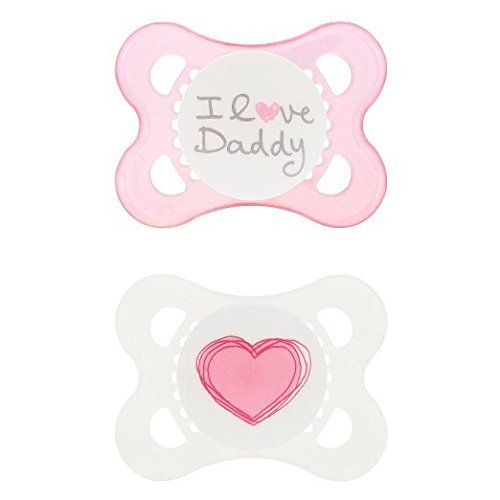  MAM Love & Affection Silicone Orthodontic Pacifier, 2+ Months I Love Daddy Boy And Mommy Assorted,...