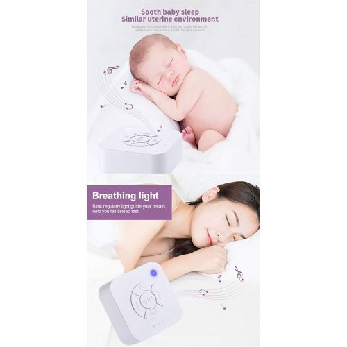  MAMASAM White Noise Machine Sleep Meter Baby White Noise Baby Sleep Machine Pacifier with 9 Soothing Sound Breathing Light Timer