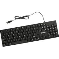Manhattan Wired Computer Keyboard - Basic Black Keyboard - with 4.5ft USB-A Cable, 104-keys, Foldable Stands - Compatible for Windows, PC, Laptop - 3 Yr Mfg Warranty - 179324