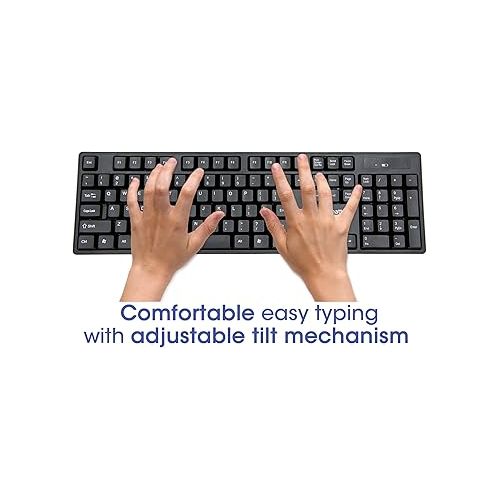  Manhattan Wireless Keyboard and Mouse Combo - Full-Size USB Wireless Keyboard Mouse Set with 2.4GHz Dongle for PC Computer Laptop - Compatible with Windows and Mac - 3 Year Warranty - Black 178990