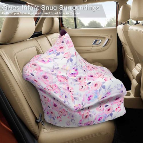  MANLEHOM Breastfeeding Nursing Cover, Stretchy Breathable Infant Car Seat Canopy, Soft Floral Scarf, Multifunction Cover Good for Decorating Shopping Cart High Chair, Nice Baby Sho