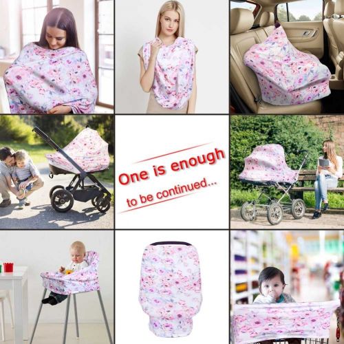  MANLEHOM Breastfeeding Nursing Cover, Stretchy Breathable Infant Car Seat Canopy, Soft Floral Scarf, Multifunction Cover Good for Decorating Shopping Cart High Chair, Nice Baby Sho