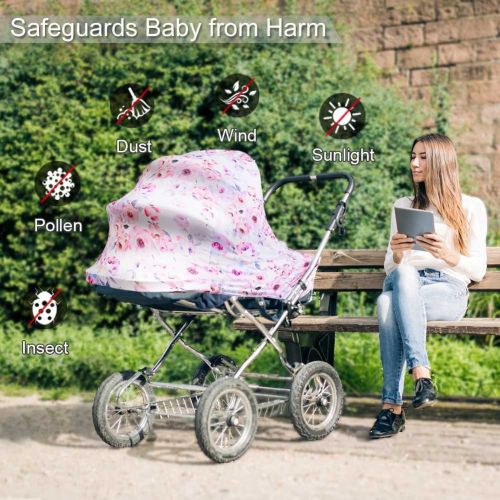  MANLEHOM Breastfeeding Nursing Cover, Stretchy Breathable Infant Car Seat Canopy, Soft Floral Scarf, Multifunction Cover Good for Decorating Shopping Cart High Chair, Nice Baby Sho