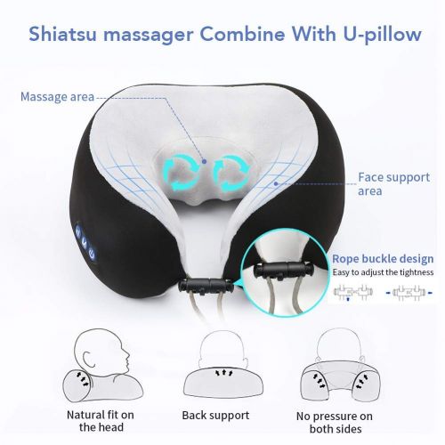  Neck Massager, MANLI Cordless U Shape Electric Rechargeable Travel Pillow Nap Memory Pillow...