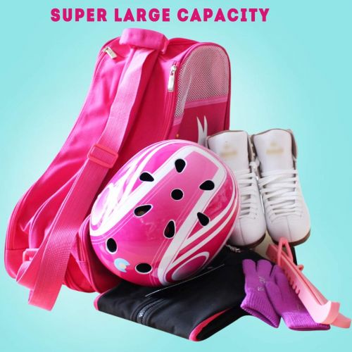  MANNEW Ice Skate Bag Girls, Roller SkatesBag Inline Skate Bag Roller Ski Boot Bag, Women Figure Hockey Skate Bag Rollerskates Ice Skating Bags,Multiple Pockets for Ice Skate Protective G