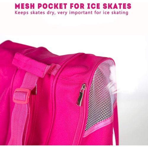  MANNEW Ice Skate Bag Girls, Roller SkatesBag Inline Skate Bag Roller Ski Boot Bag, Women Figure Hockey Skate Bag Rollerskates Ice Skating Bags,Multiple Pockets for Ice Skate Protective G