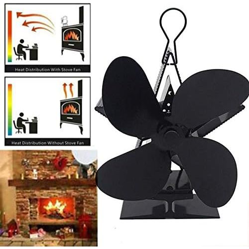  MAO YEYE 2 Blade Heat Powered Wood Fireplace Stove Fan Log Burner Quiet Eco Friendly Home