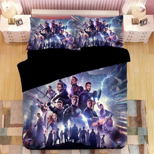  MAOHUI 3 Piece Boys Duvet Cover Set, Action Super Hero Themed Bedding Comics Movie Character Pattern, Polyester,C,Queen