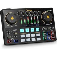 MAONO Audio Interface, MaonoCaster 10-Channel Podcast mixer with Pro-preamp, 48V Phantom Power, Bluetooth, 11 Customize sound pads for Recording, Streaming, Youtube, TikTok, PC, Guitar (AME2)