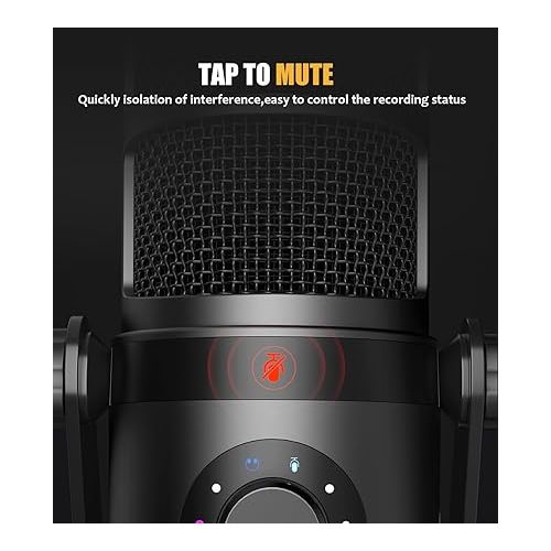  MAONO Dynamic Microphone, USB/XLR Podcast PC Microphone with Software, EQ,Tap-to-Mute, Headphone Jack, Gain Knob & Volume Control, Studio Mic for Broadcast, Recording, Streaming & Gaming (PD400X)