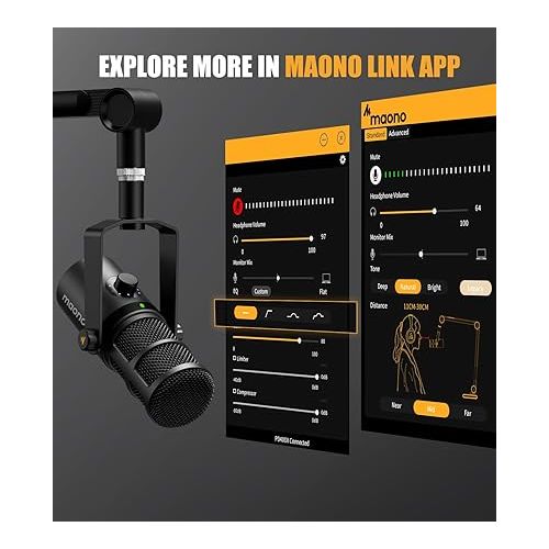  MAONO Dynamic Microphone, USB/XLR Podcast PC Microphone with Software, EQ,Tap-to-Mute, Headphone Jack, Gain Knob & Volume Control, Studio Mic for Broadcast, Recording, Streaming & Gaming (PD400X)