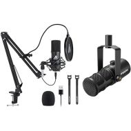 MAONO AU-A04 USB Microphone with PD400X Dynamic Microphone Bundle for Podcast, Studio, Streaming, Recording, Vocal