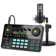 MAONO Podcast Equipment Bundle MaonoCaster Lite Audio Interface All-in-One Podcast Production Studio with 25mm Large Diaphragm Microphone for Live Streaming, Recording, PC, DJ (AU-AM200-S4 Black)