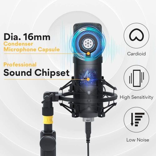  USB Microphone Kit 192KHZ/24BIT MAONO AU-A04TC PC Condenser Podcast Streaming Cardioid Mic Plug & Play for Computer, YouTube, Gaming, Recording