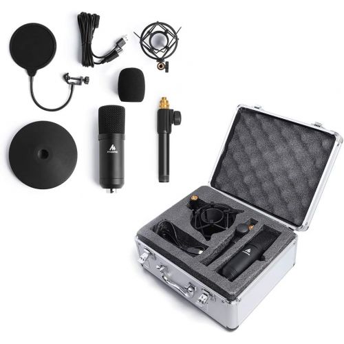  USB Microphone Kit 192KHZ/24BIT MAONO AU-A04TC PC Condenser Podcast Streaming Cardioid Mic Plug & Play for Computer, YouTube, Gaming, Recording