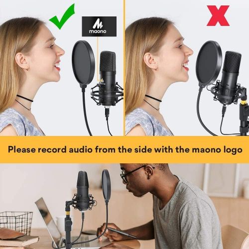  USB Microphone Kit 192KHZ/24BIT MAONO AU-A04TC PC Condenser Podcast Streaming Cardioid Mic Plug & Play for Computer, YouTube, Gaming, Recording