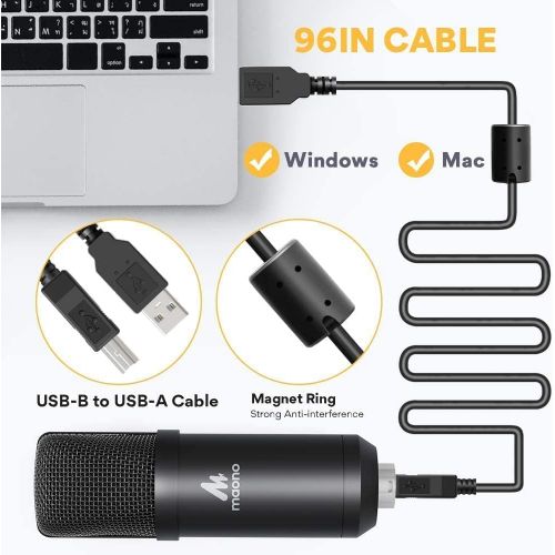  USB Microphone Kit 192KHZ/24BIT MAONO AU-A04TC PC Condenser Podcast Streaming Cardioid Mic Plug & Play for Computer, YouTube, Gaming, Recording