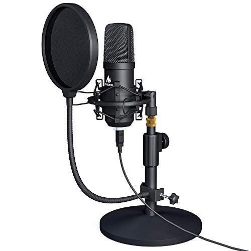  USB Microphone Kit 192KHZ/24BIT MAONO AU-A04T PC Condenser Podcast Streaming Cardioid Mic Plug & Play for Computer, YouTube, Gaming Recording