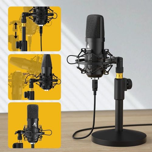  USB Microphone Kit 192KHZ/24BIT MAONO AU-A04T PC Condenser Podcast Streaming Cardioid Mic Plug & Play for Computer, YouTube, Gaming Recording