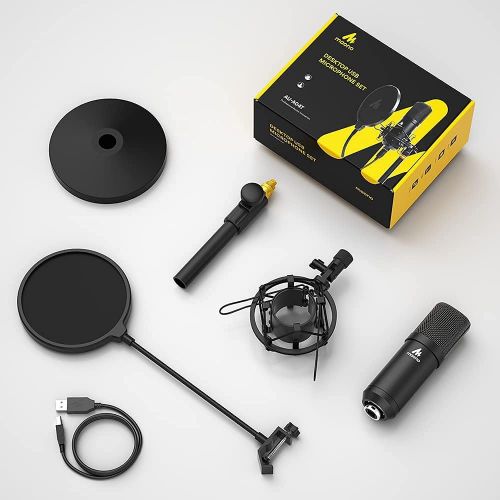  USB Microphone Kit 192KHZ/24BIT MAONO AU-A04T PC Condenser Podcast Streaming Cardioid Mic Plug & Play for Computer, YouTube, Gaming Recording