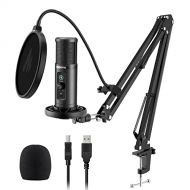 USB Microphone Zero Latency Monitoring MAONO AU-PM422 192KHZ/24BIT Professional Cardioid Condenser Mic with Touch Mute Button and Mic Gain Knob for Recording, Podcasting, Gaming, Y